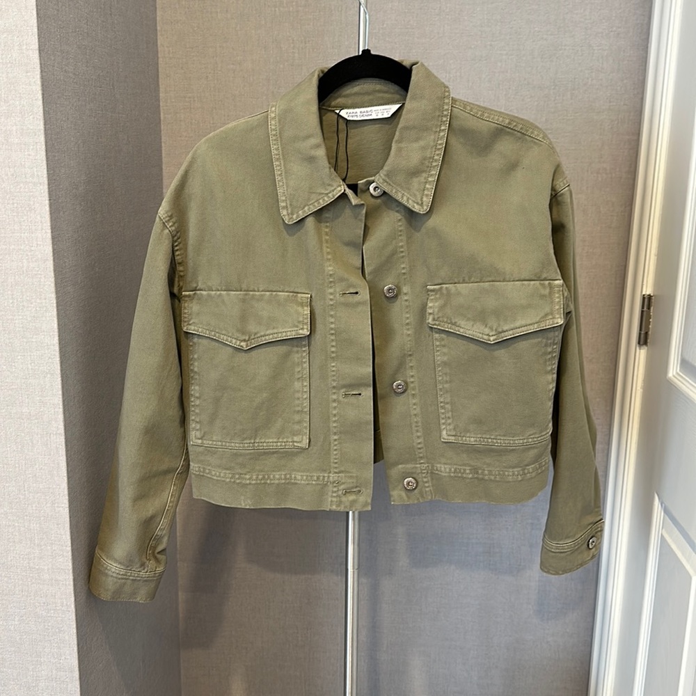 Zara green denim jacket